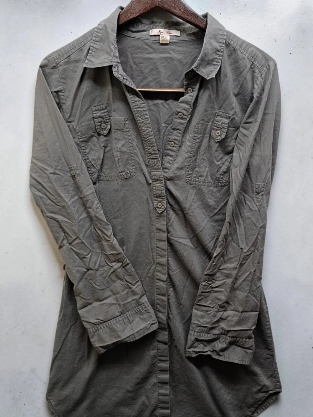 Miss Bison Long Sleeve Top Gray Women’s Size M Loungewear Casual Y2K Work Rare